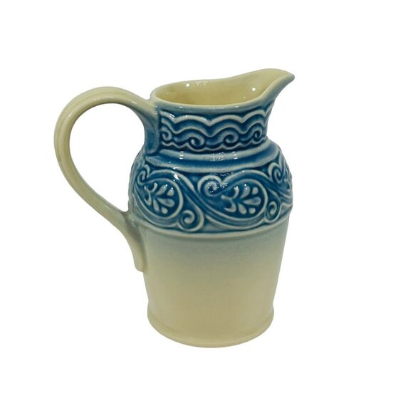 Longaberger Pottery American Craft Tall Pitcher Cornflower Blue Made In USA